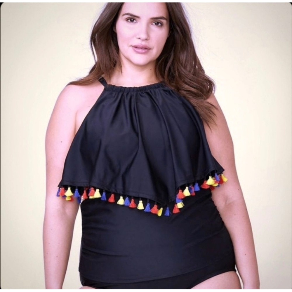Swim by CACIQUE Swim Tankini Top Built-In No-Wire Bra beach‎ vacation coastal